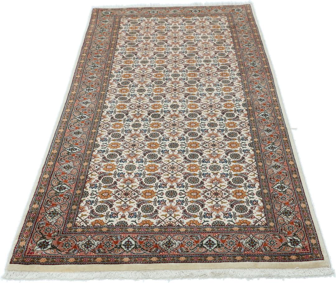 Håndknyttet Tabriz løber med indviklede blomstermønstre i beige og rød