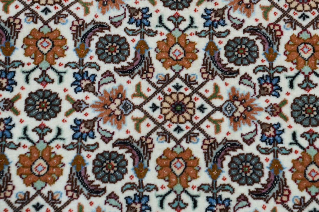 Håndknyttet Tabriz løber med indviklede blomstermønstre i beige og rød