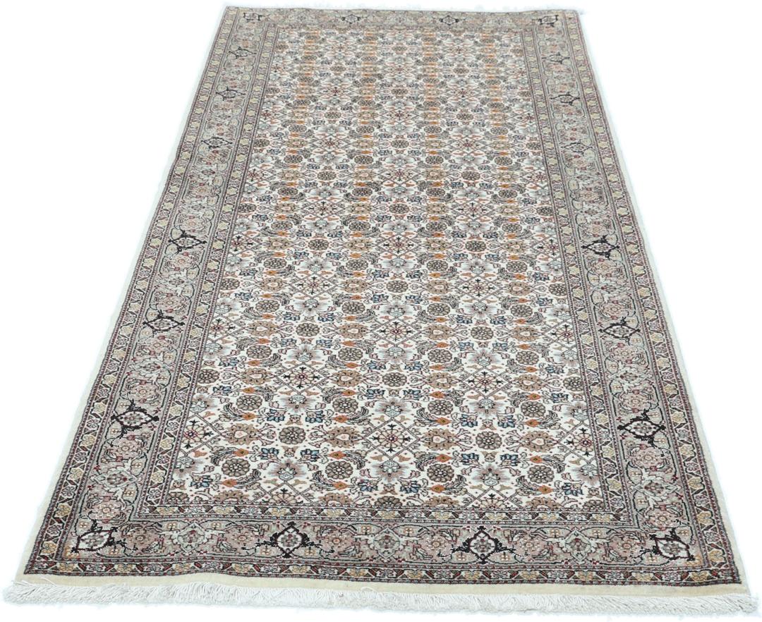 Håndknyttet Tabriz 50 Raj-løber i beige og mørkerøde nuancer
