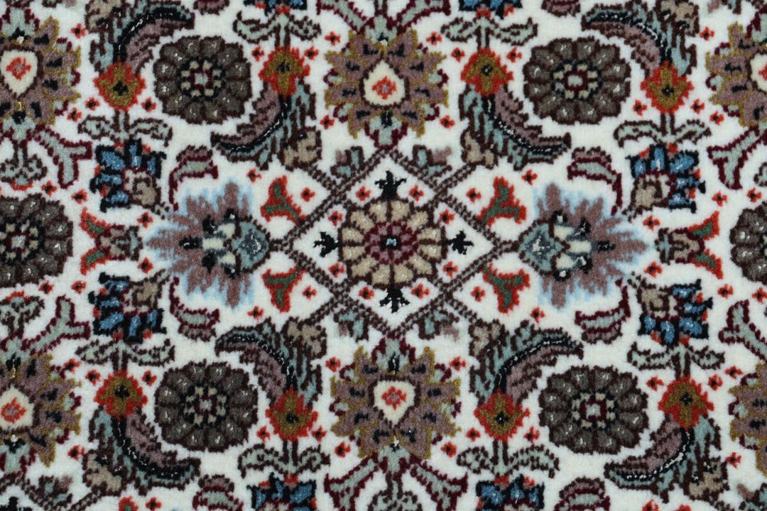 Håndknyttet Tabriz 50 Raj-løber i beige og mørkerøde nuancer