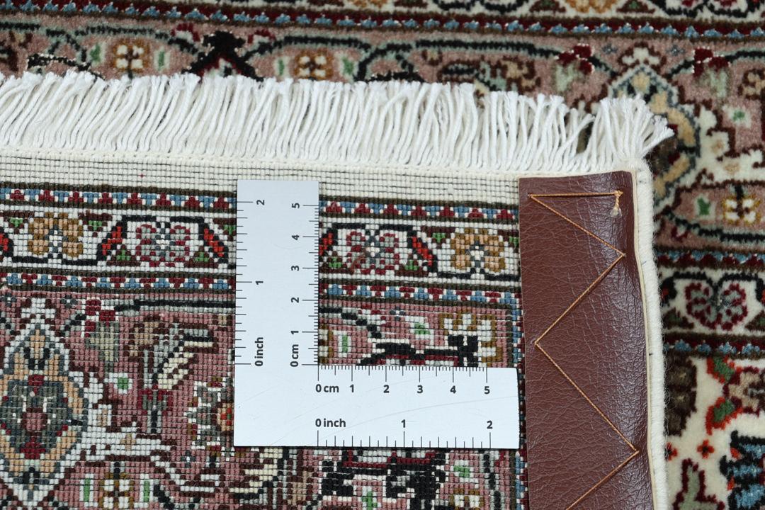Håndknyttet Tabriz 50 Raj-løber i beige og mørkerøde nuancer