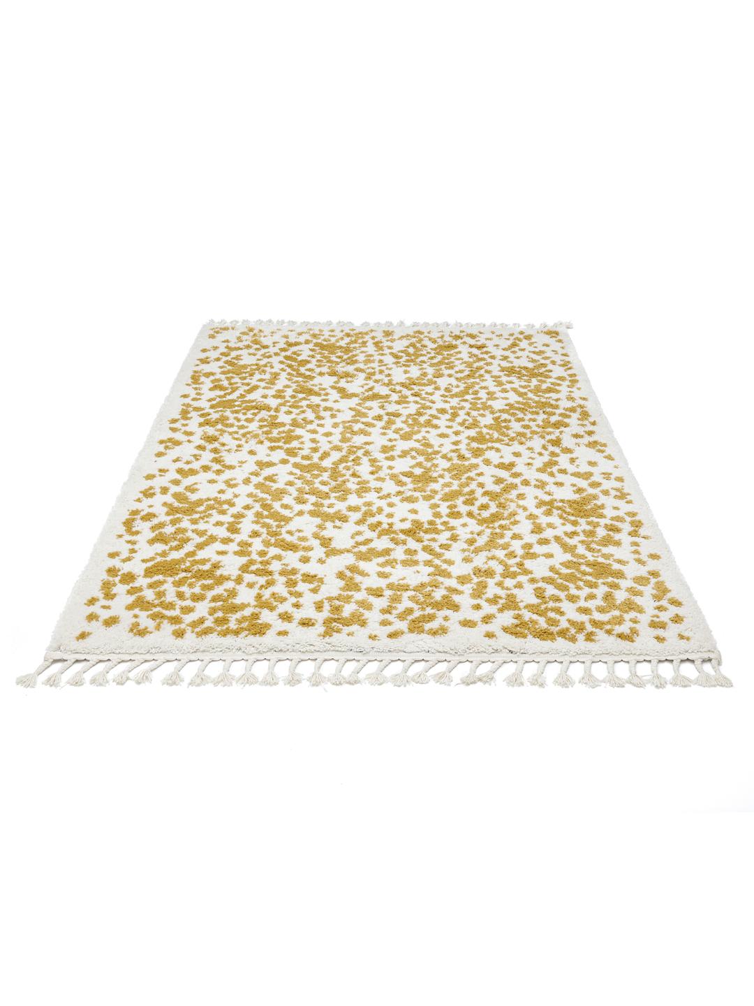 vloerkleed in mosterdgeel en wit