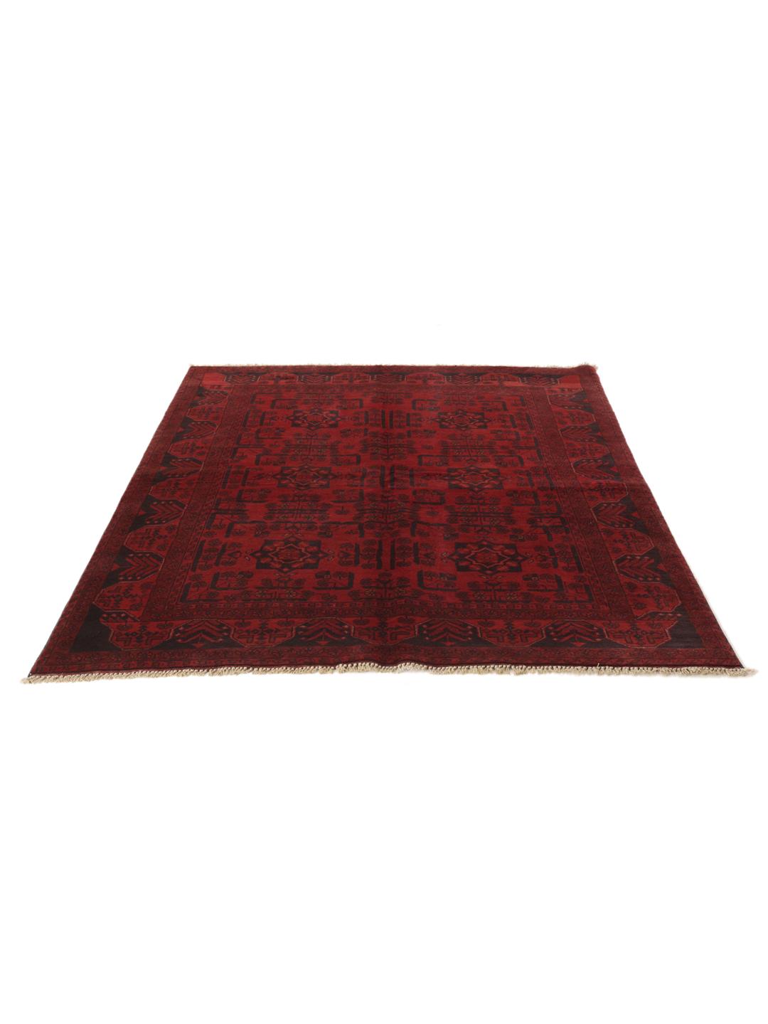Afghan Khal Mohammadi rug from Afghanistan in deep red and black colours