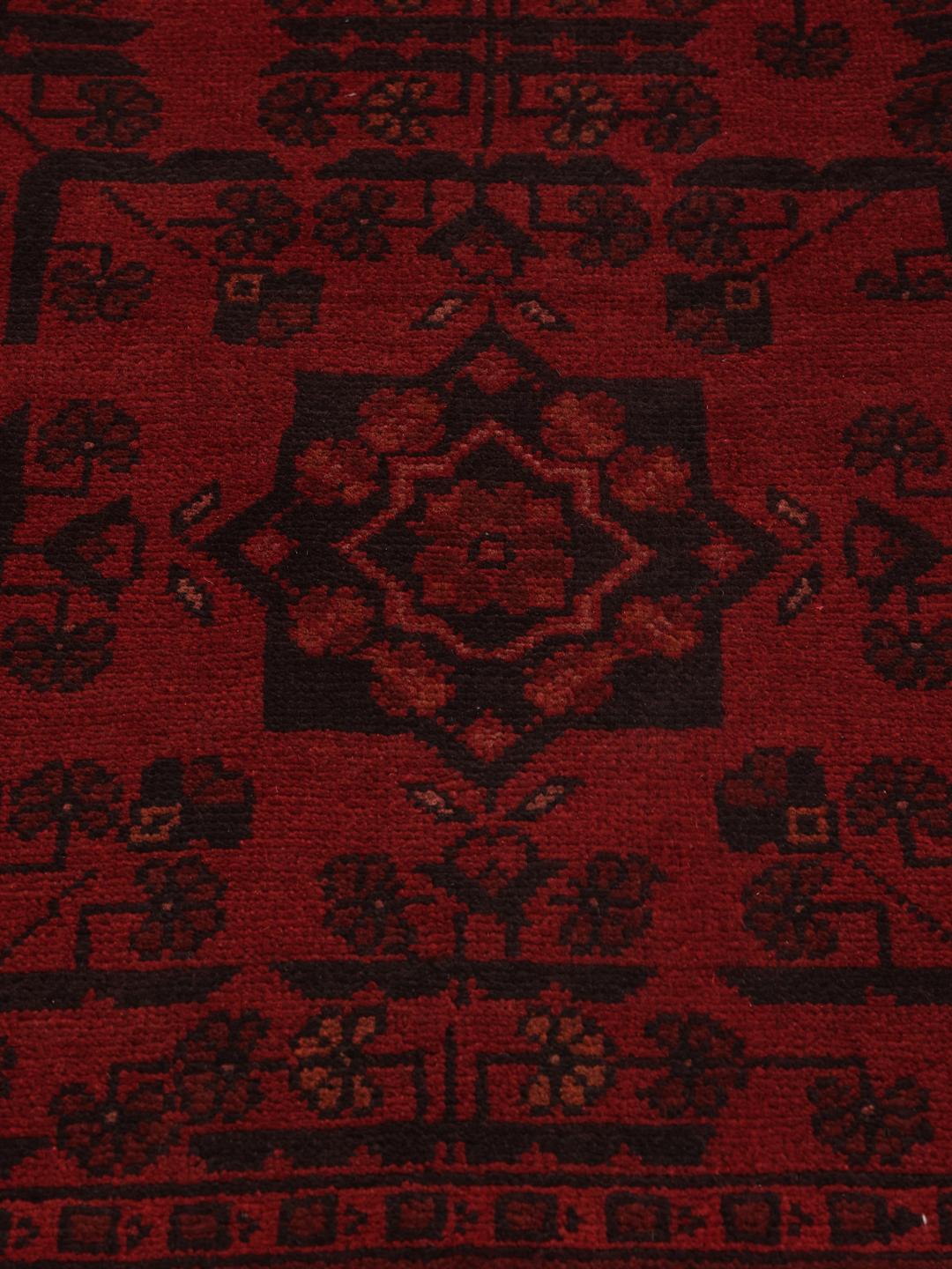 Afghan Khal Mohammadi rug from Afghanistan in deep red and black colours