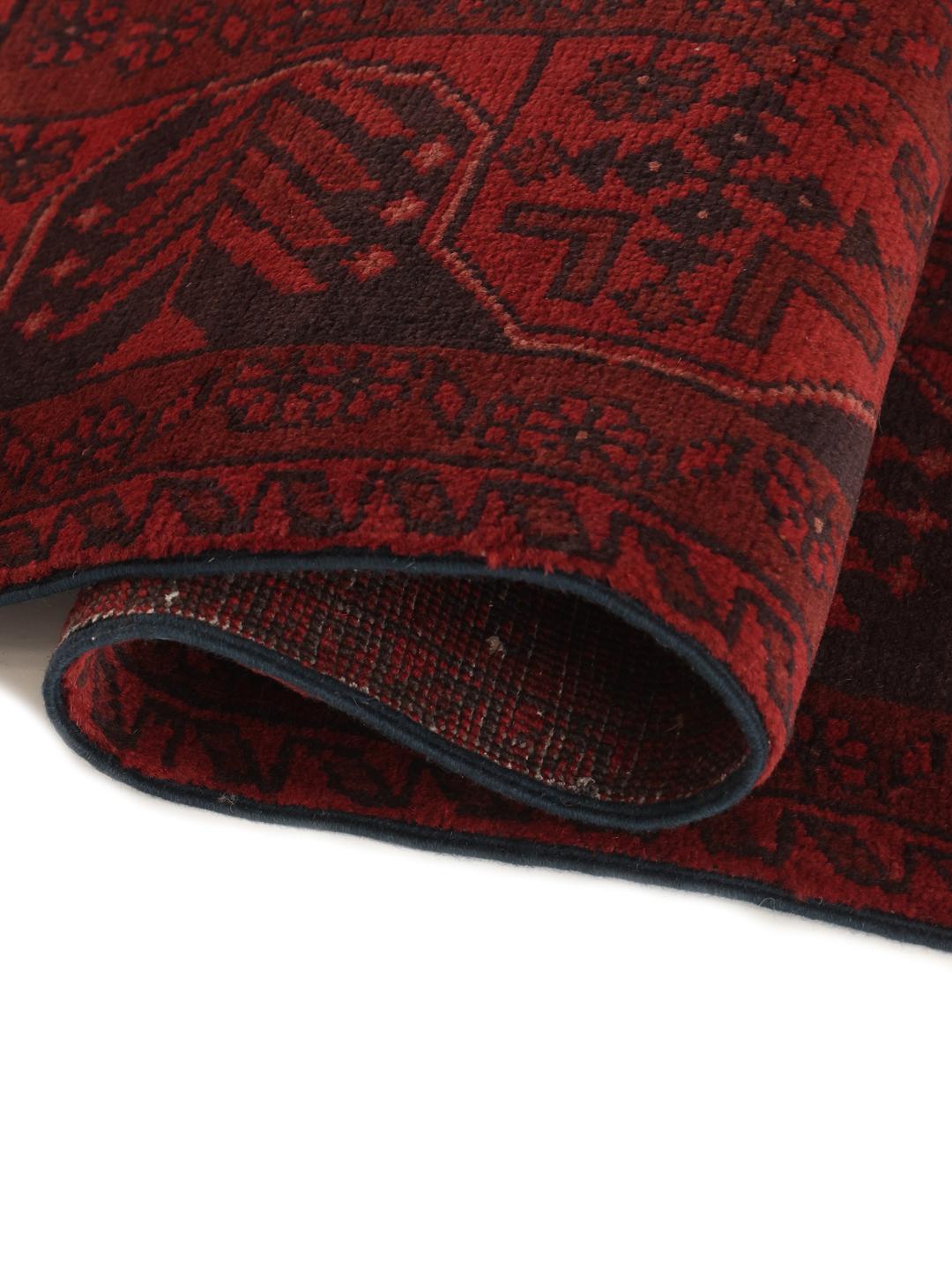 Afghan Khal Mohammadi rug from Afghanistan in deep red and black colours