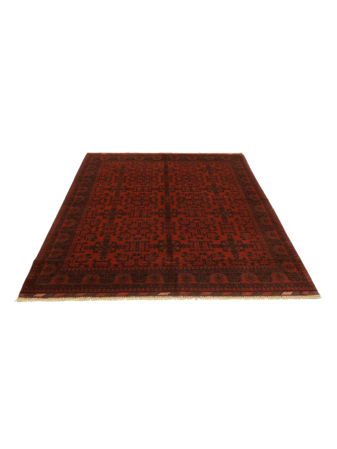 Tapis afghan Khal Mohammadi rouge noué à la main avec des motifs traditionnels