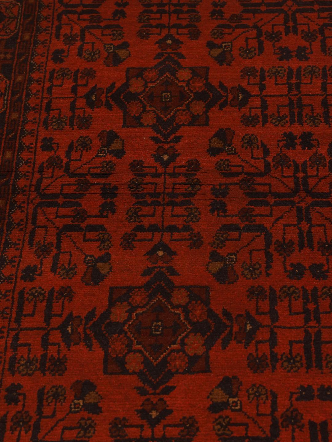 Tapis afghan Khal Mohammadi rouge noué à la main avec des motifs traditionnels