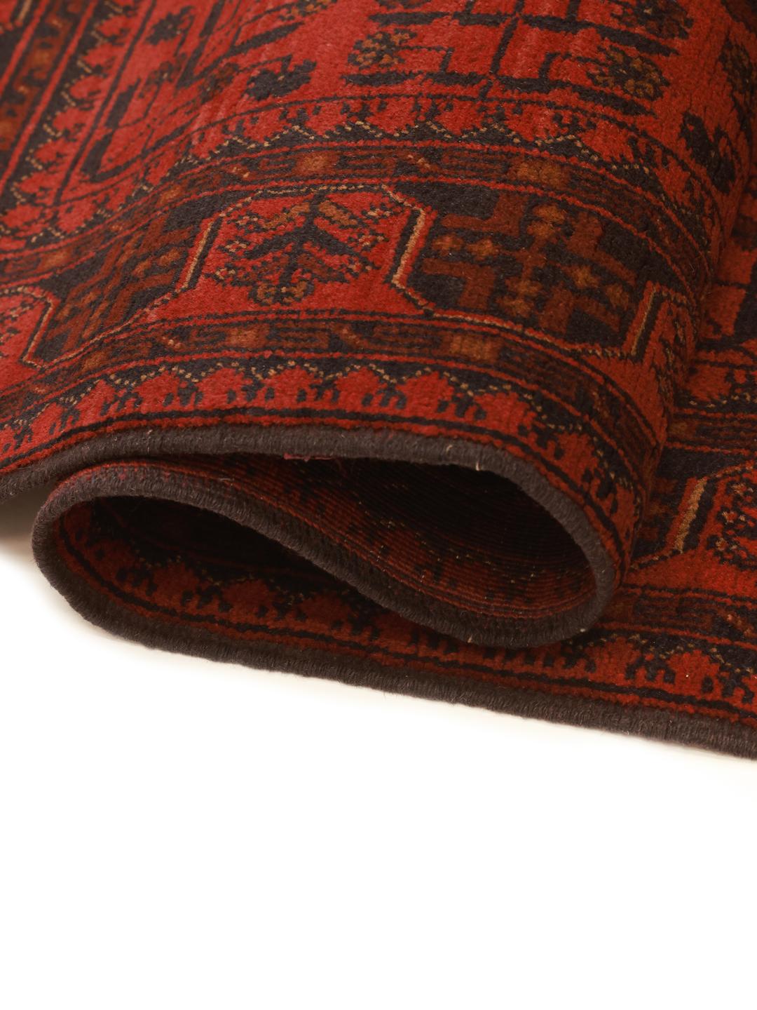 Tapis afghan Khal Mohammadi rouge noué à la main avec des motifs traditionnels