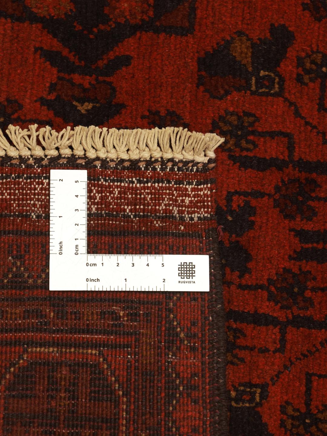 Tapis afghan Khal Mohammadi rouge noué à la main avec des motifs traditionnels