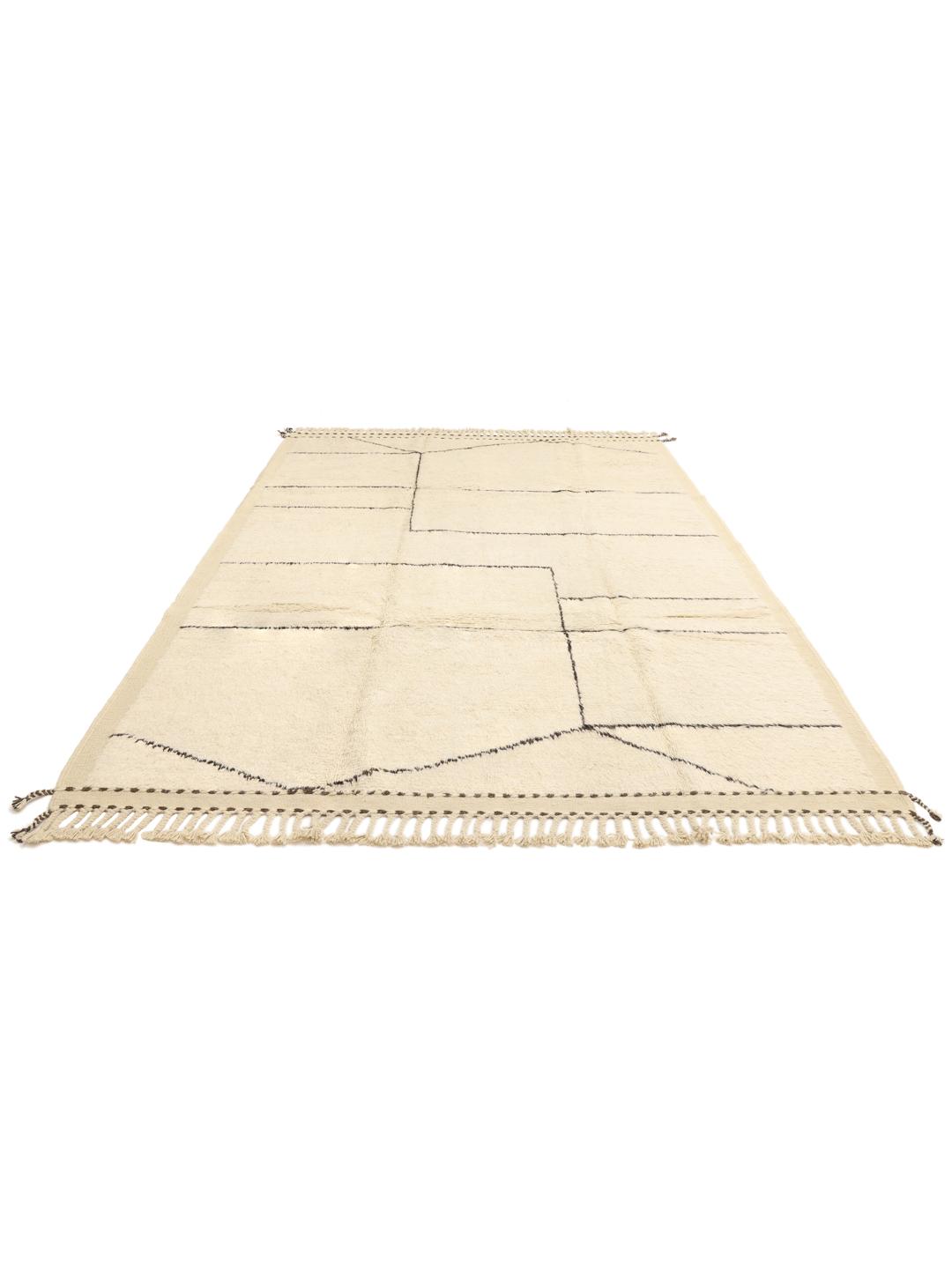 Hand-knotted Berber style rug from Afghanistan in beige with geometric lines