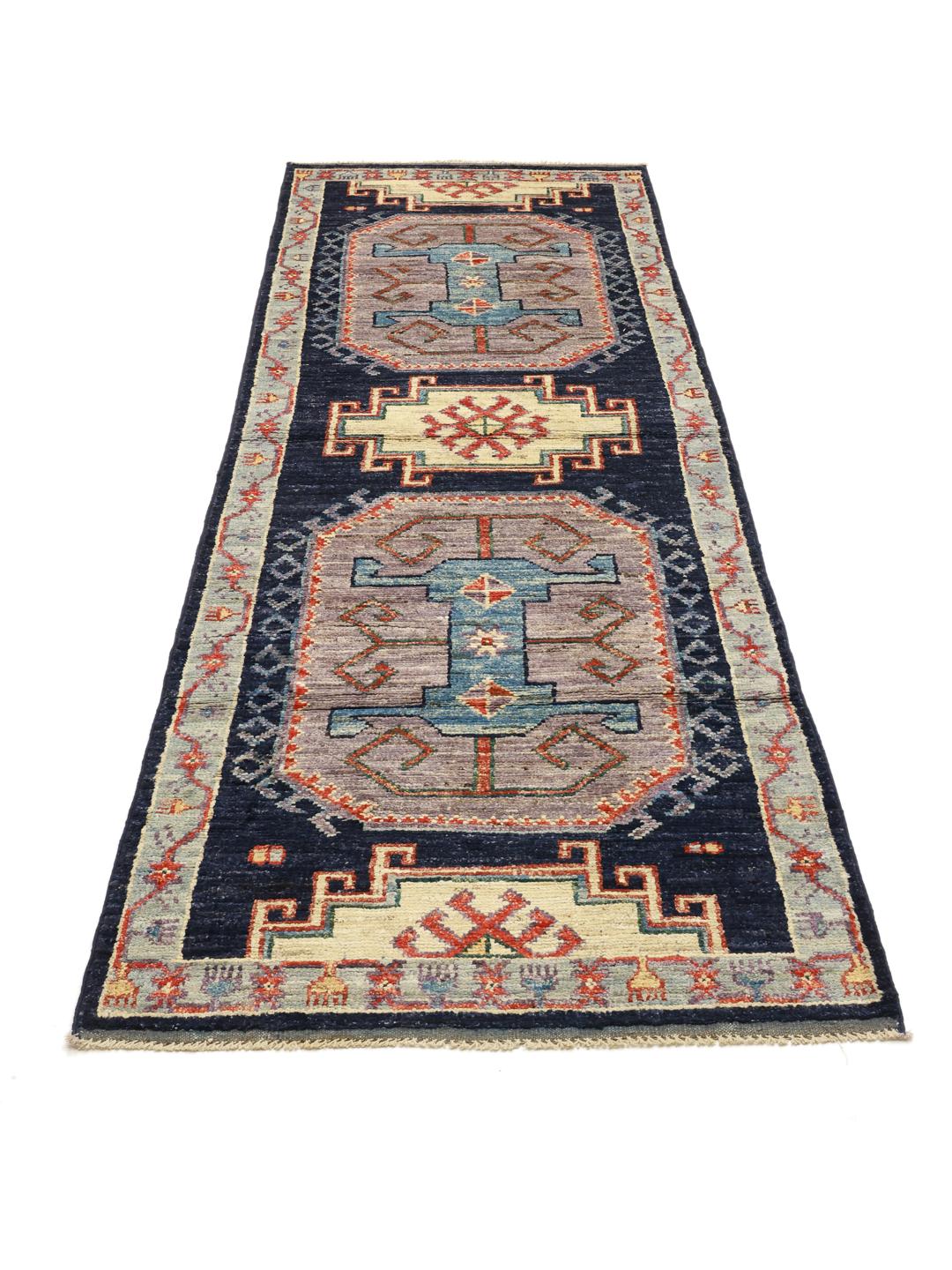 Handgeknüpfter Kazak Läufer aus Afghanistan mit mehrfarbigen geometrischen Mustern