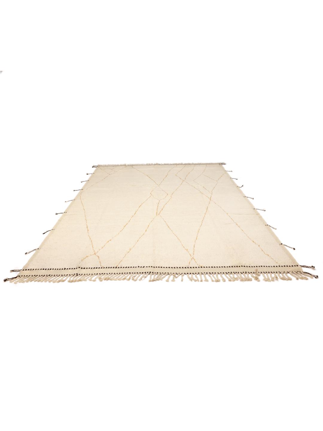 Handgeknoopt Berber-stijl tapijt uit Afghanistan in beige met minimalistische lijnen