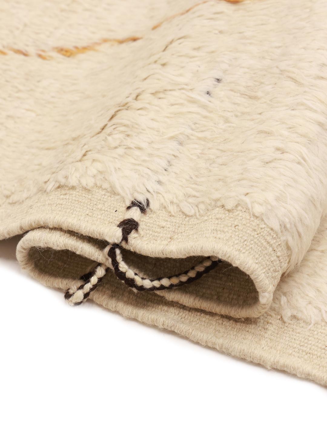Handgeknoopt Berber-stijl tapijt uit Afghanistan in beige met minimalistische lijnen