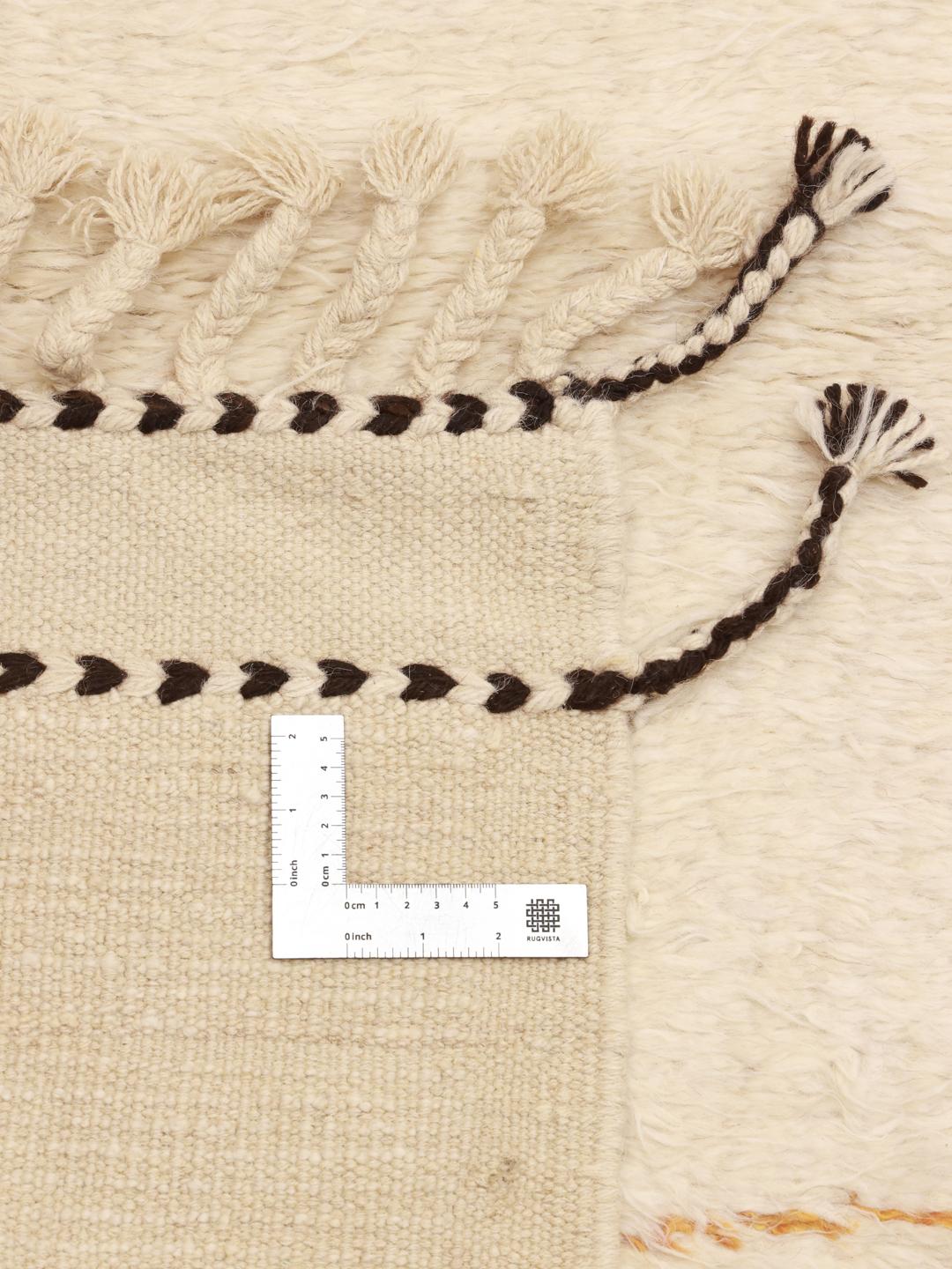 Handgeknoopt Berber-stijl tapijt uit Afghanistan in beige met minimalistische lijnen