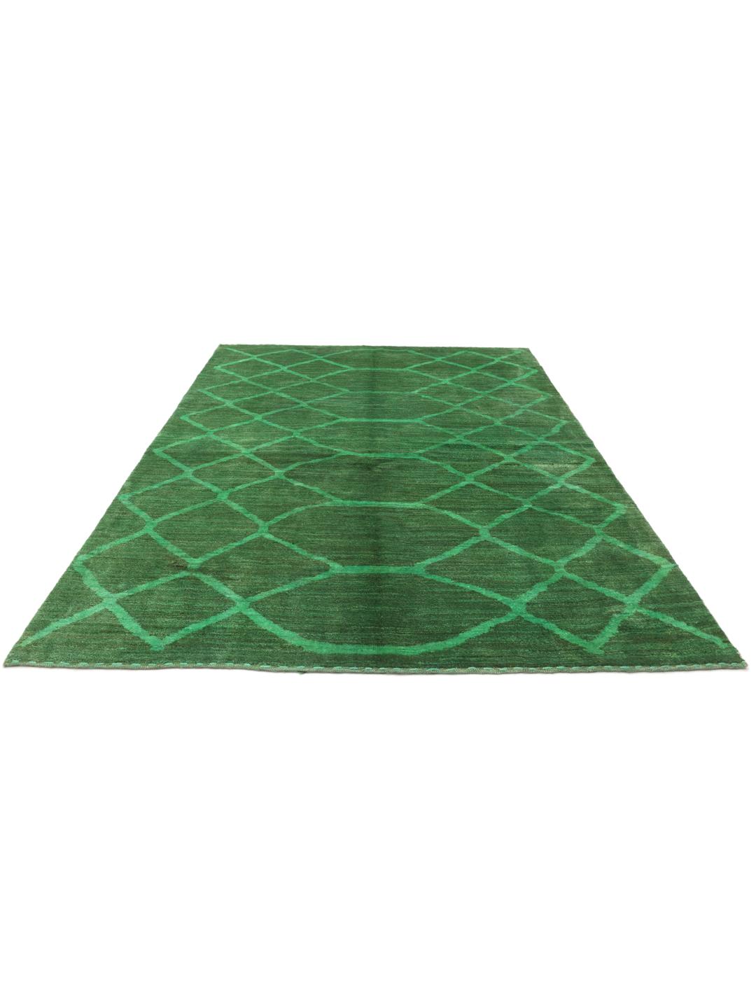 Handgeknoopt groen Gabbeh Fine vloerkleed uit het Midden-Oosten