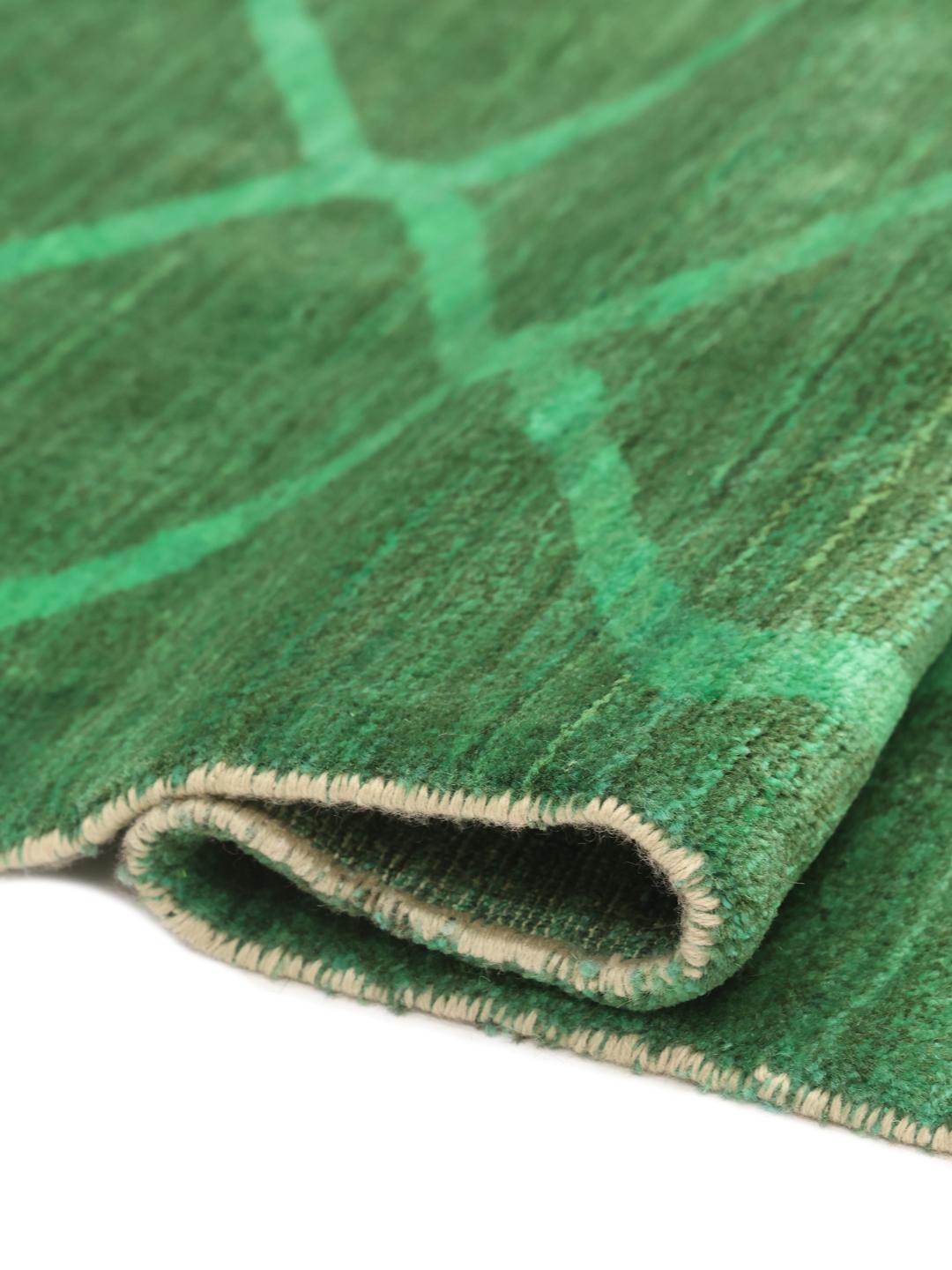Handgeknoopt groen Gabbeh Fine vloerkleed uit het Midden-Oosten
