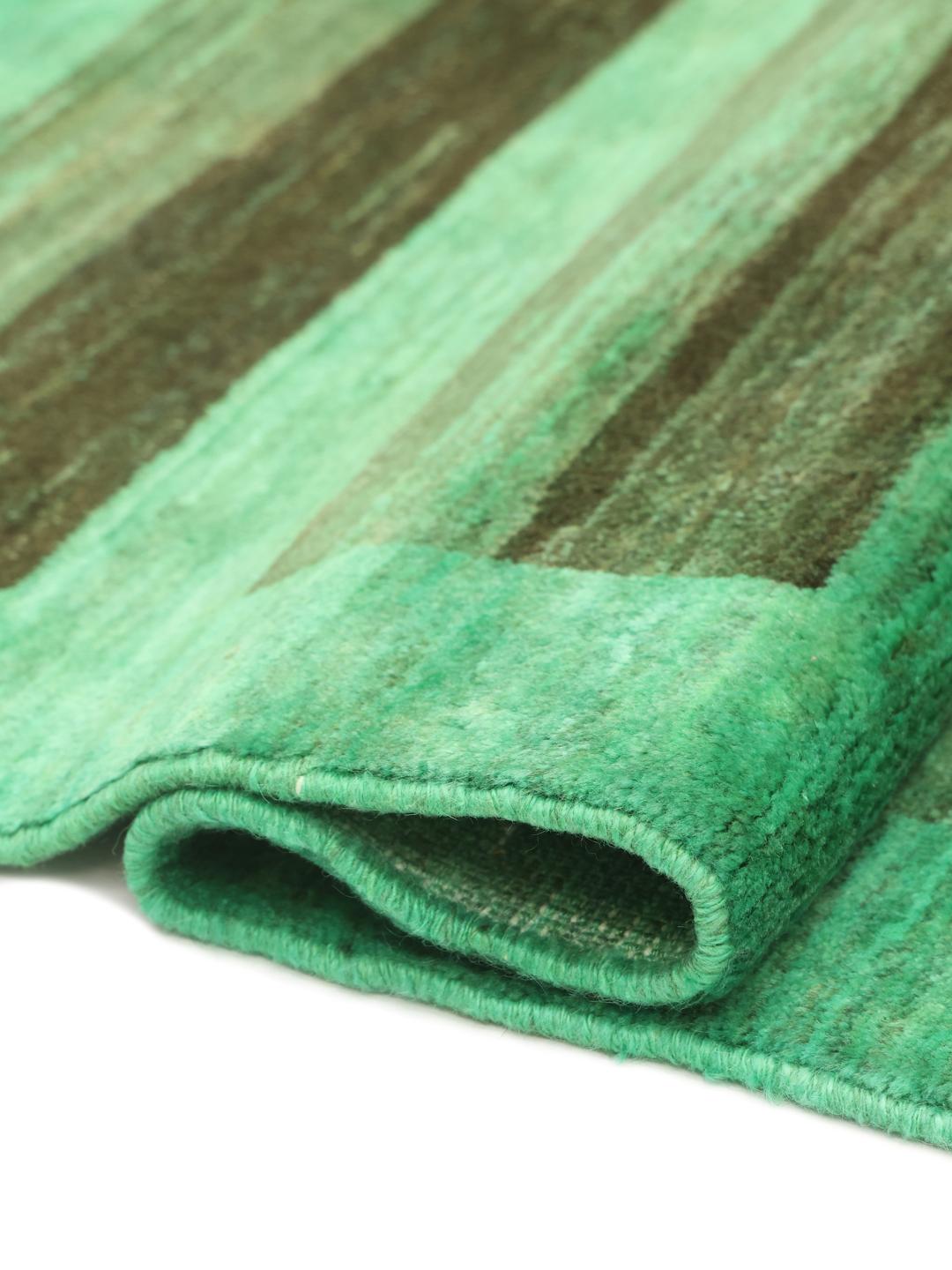 Hand-knotted Gabbeh Fine rug from the Middle East in green