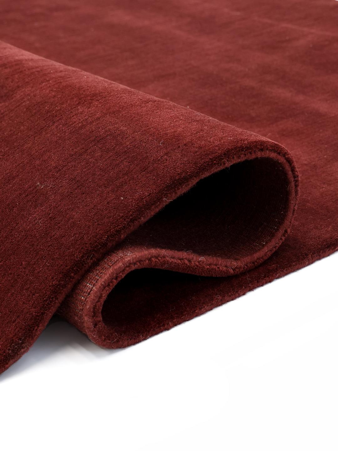 Rugvista premium - Handloom Velvet - Mørk Rød, Rundt Ø 200 cm Ullteppe ...