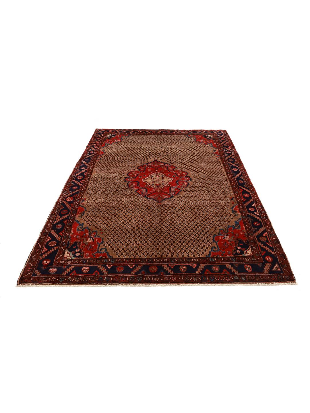 Hand-knotted Middle Eastern Koliai rug in shades of brown and red