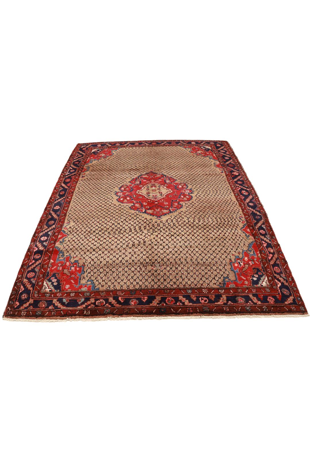 Hand-knotted Middle Eastern Koliai rug in shades of brown and red