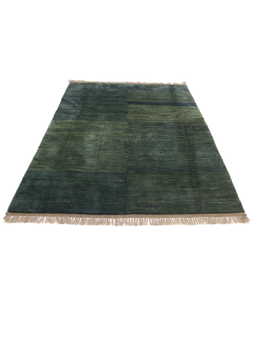 Tapis Gabbeh noué à la main venant du Moyen-Orient en vert profond