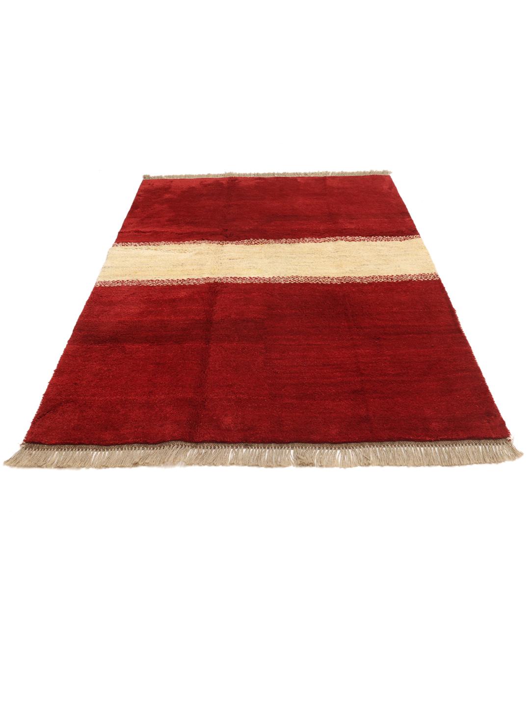 Hand-knotted Gabbeh Fine rug from the Middle East in red and beige tones