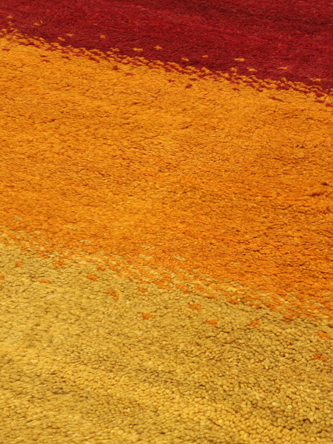 Hand-knotted Gabbeh Fine rug from the Middle East in vibrant red and orange tones