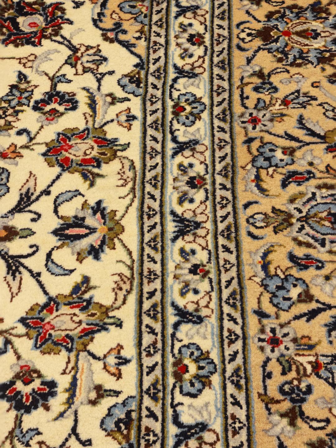 Hand-knotted Keshan rug from the Middle East in beige tones