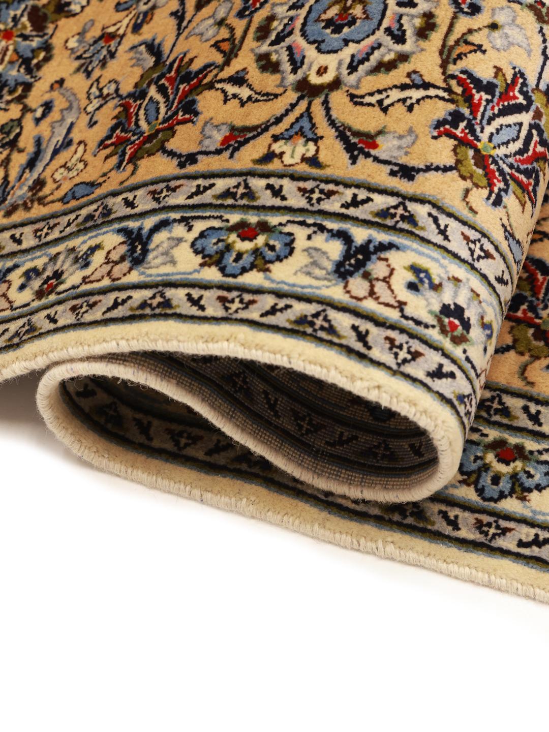 Hand-knotted Keshan rug from the Middle East in beige tones