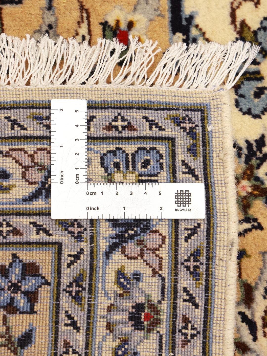 Hand-knotted Keshan rug from the Middle East in beige tones