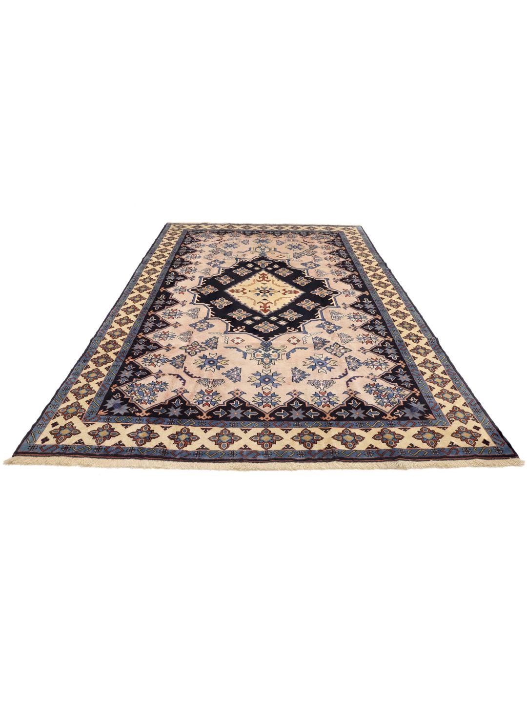 Hand-knotted Heriz rug from the Middle East in multicolor geometric design