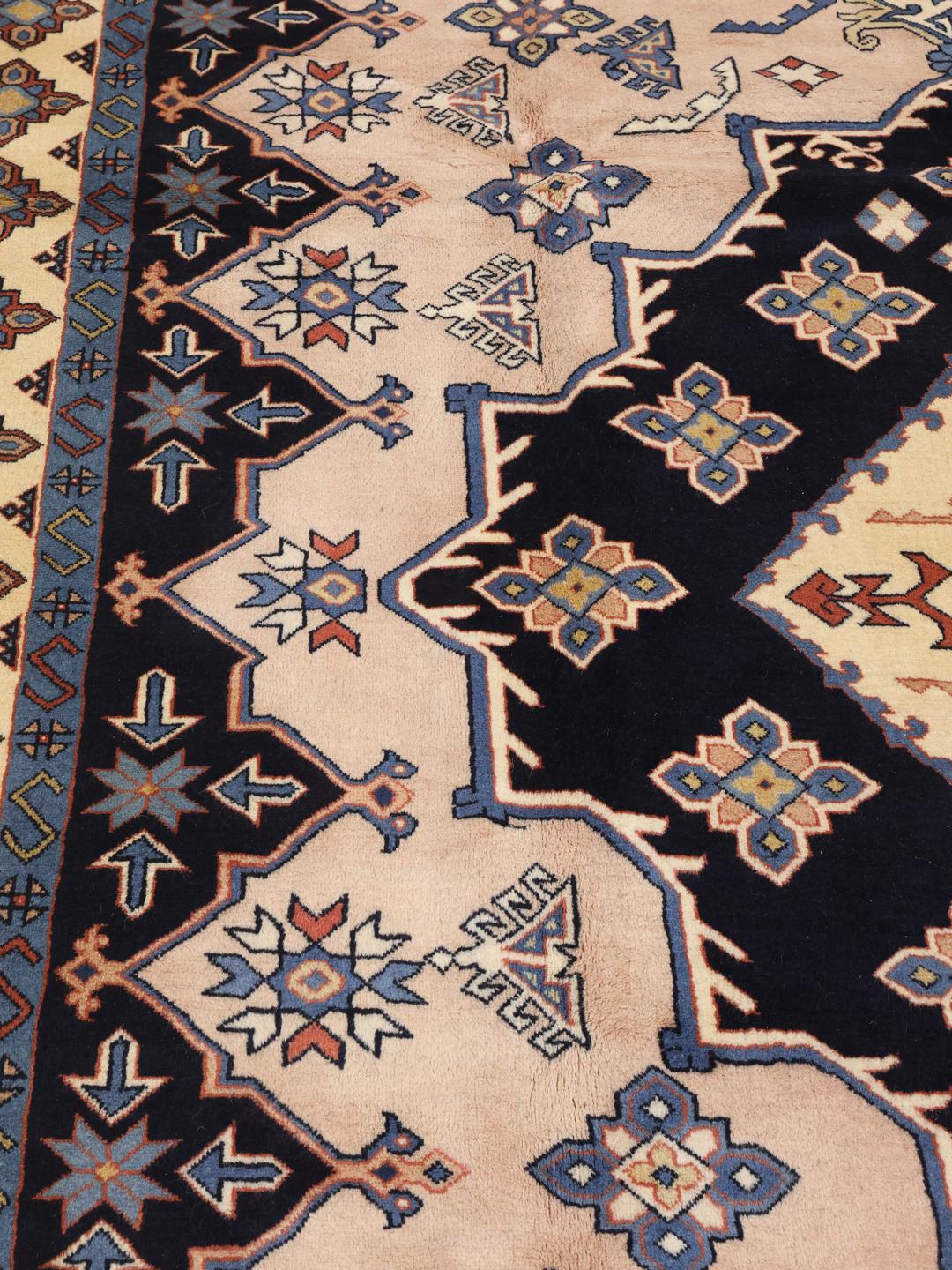 Hand-knotted Heriz rug from the Middle East in multicolor geometric design