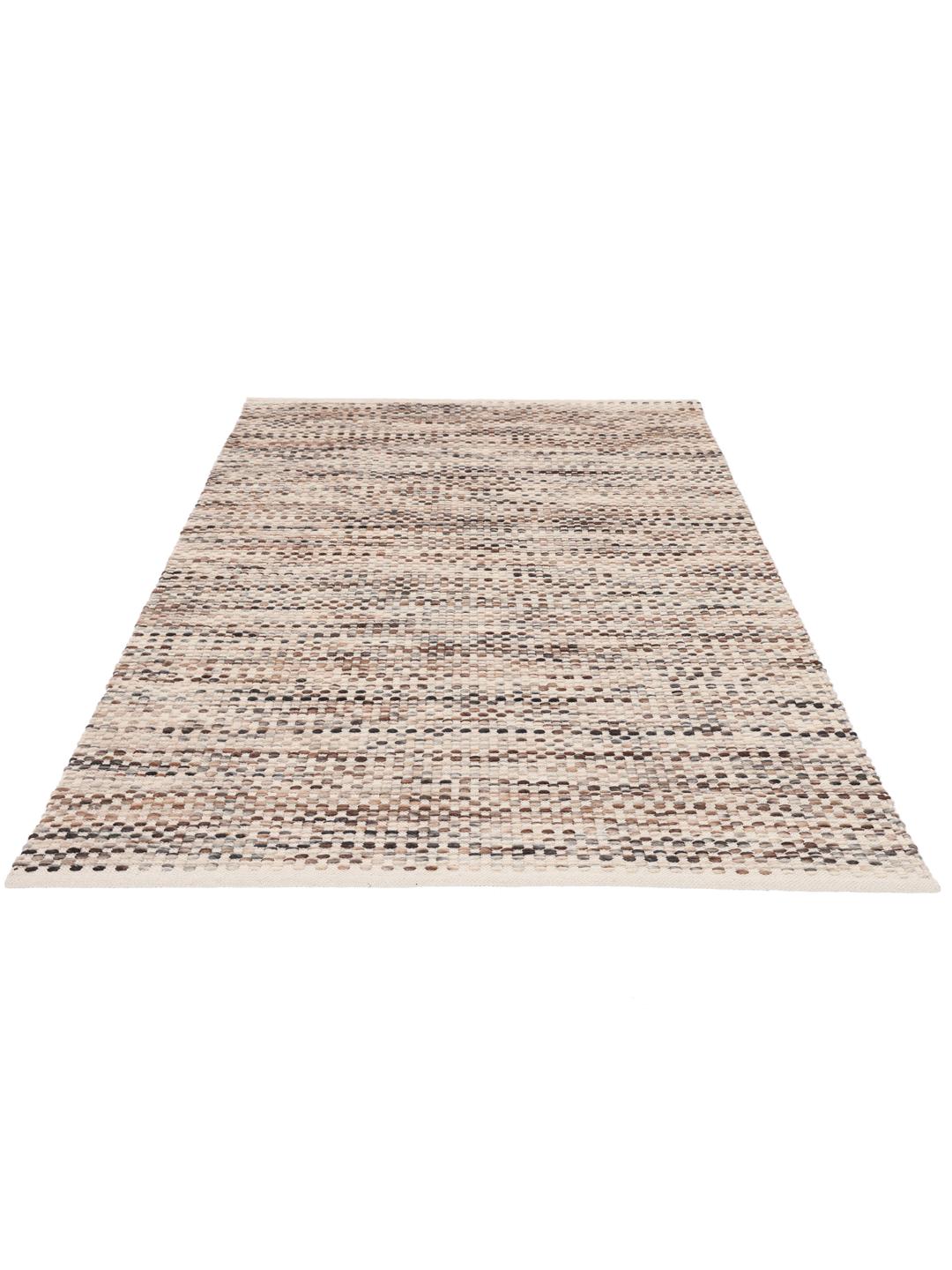 Handgeweven wollen tapijt in bruin en multicolor