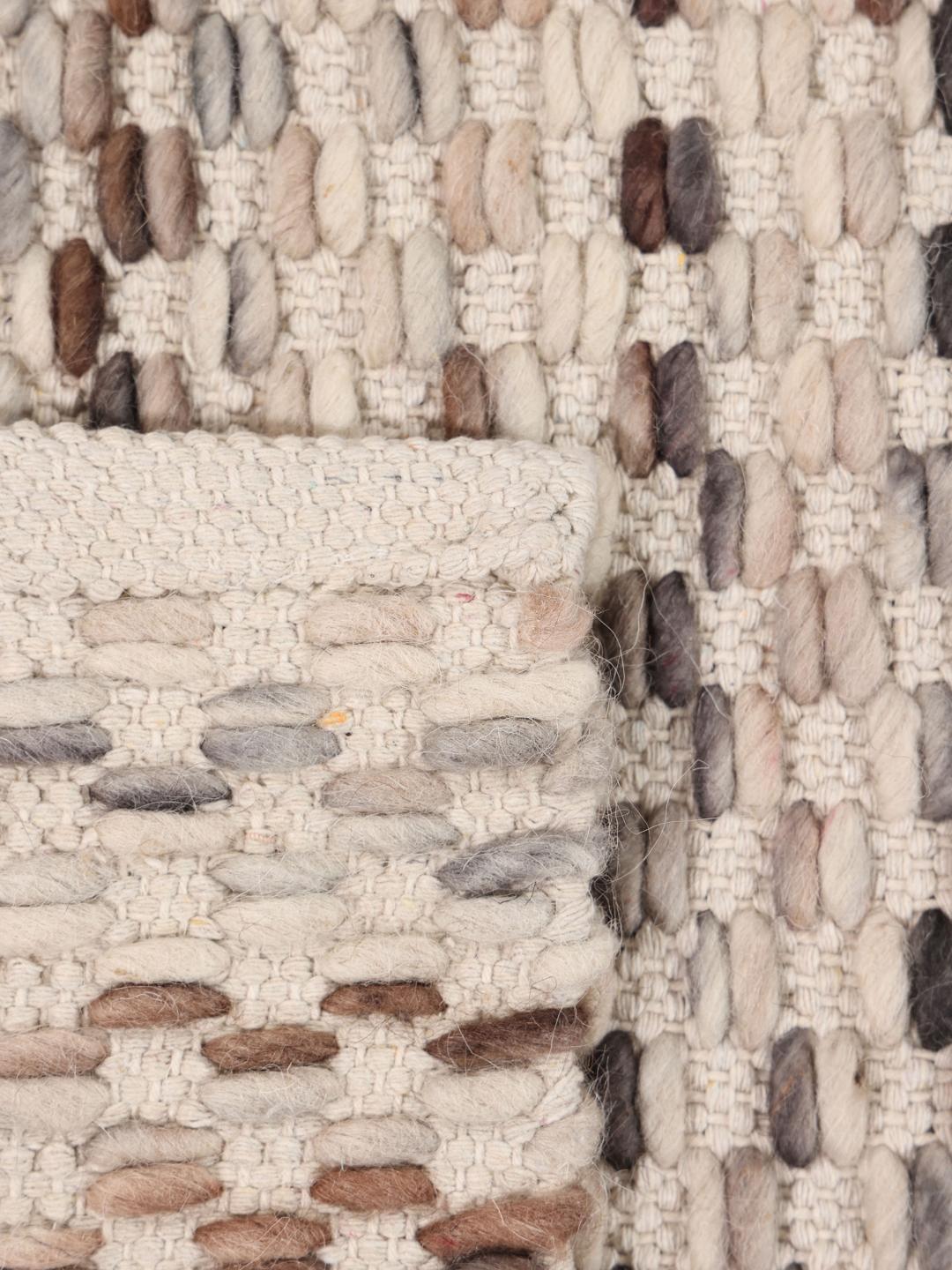 Handgeweven wollen tapijt in bruin en multicolor
