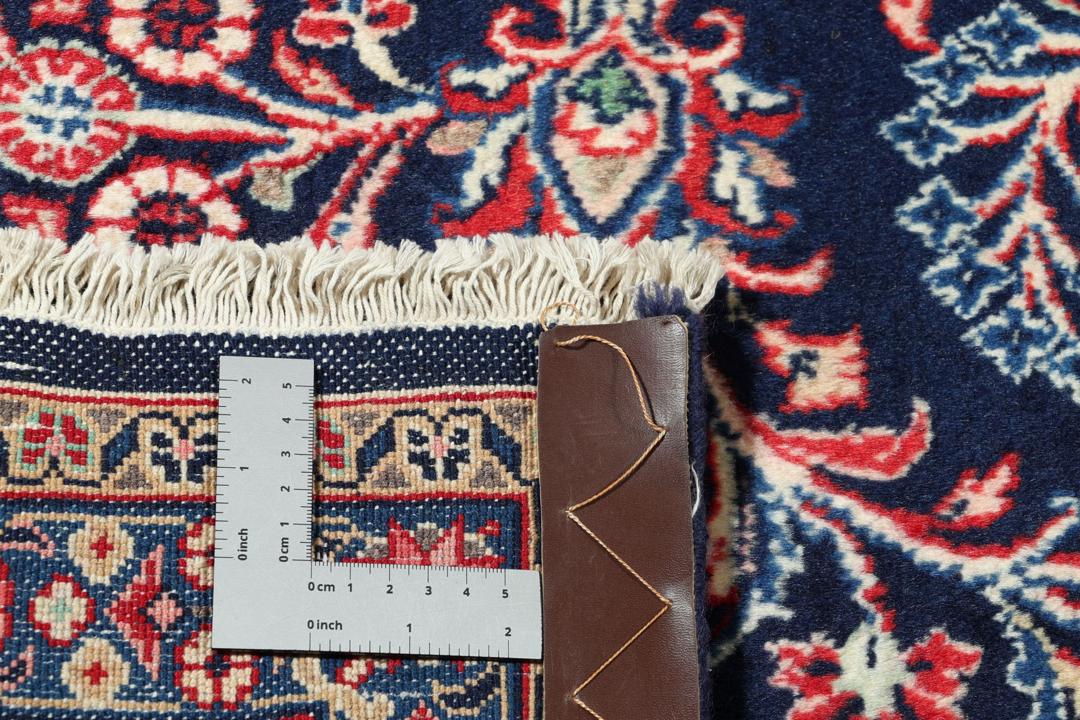 Håndknyttet Hamadan Shahrbaf-tæppe fra Mellemøsten med en dybblå bund og blomstermotiver