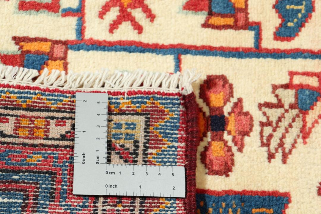 Hand-knotted Hamadan rug from the Middle East featuring a vibrant red and blue colour palette