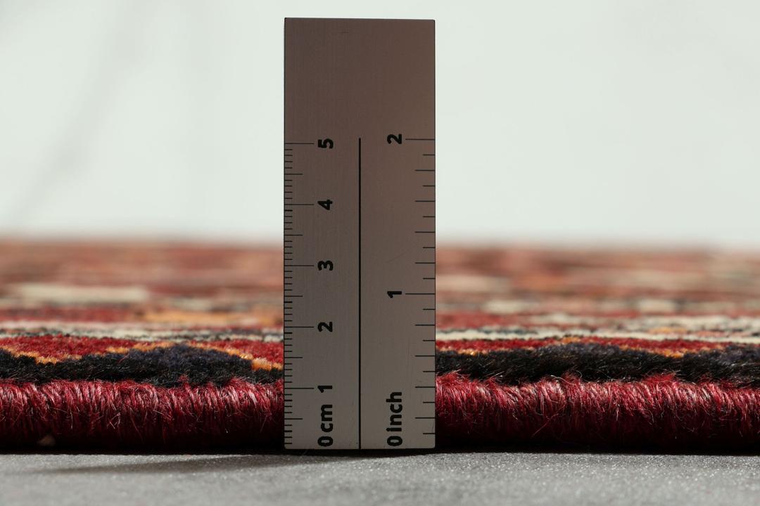 Håndknyttet Bakhtiari-tæppe fra Mellemøsten i røde og mørkeblå nuancer