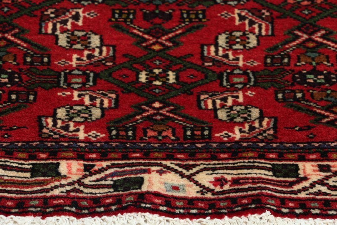 Hand-knotted red runner from the Hamadan region
