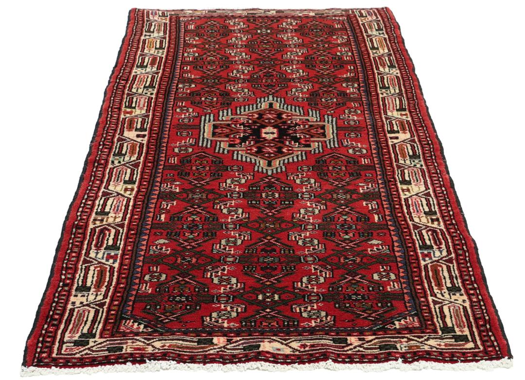 Hand-knotted red runner from the Hamadan region