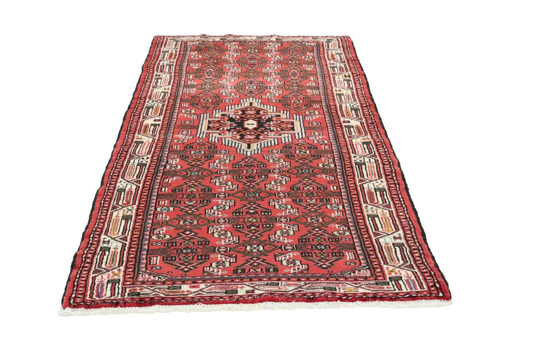 Hand-knotted red runner from the Hamadan region