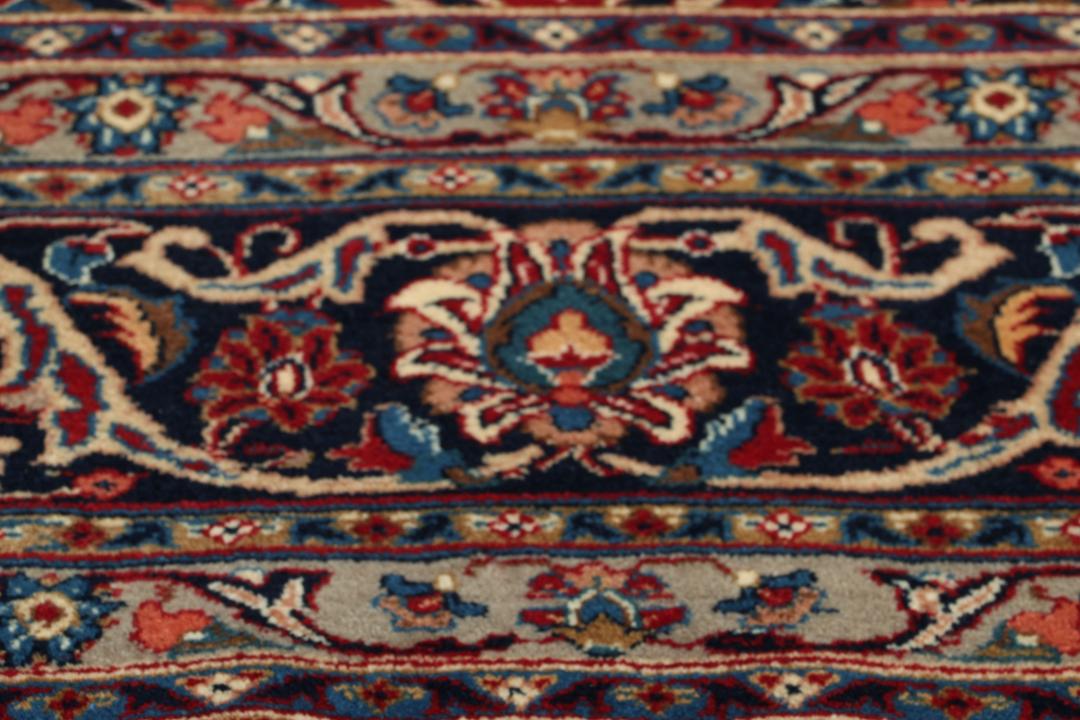Handgeknoopt rood Mashad-tapijt uit het Midden-Oosten