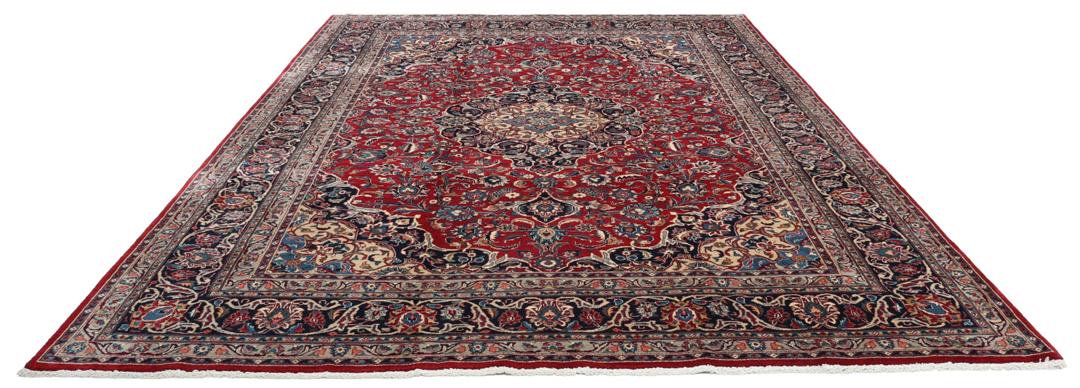 Handgeknoopt rood Mashad-tapijt uit het Midden-Oosten