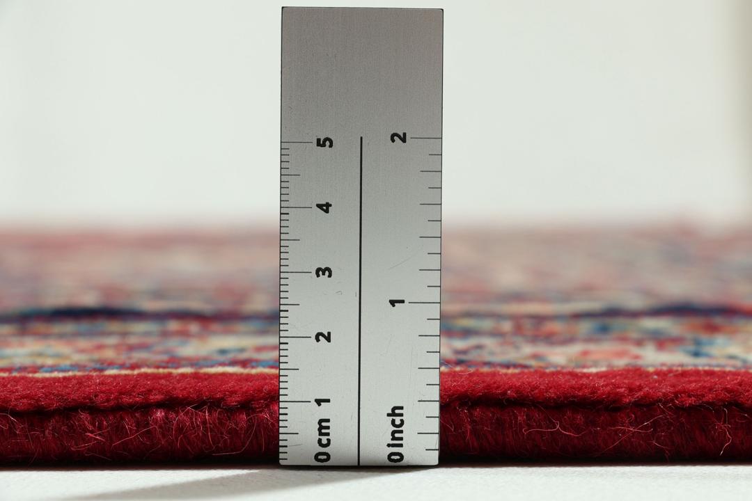 Handgeknoopt rood Mashad-tapijt uit het Midden-Oosten