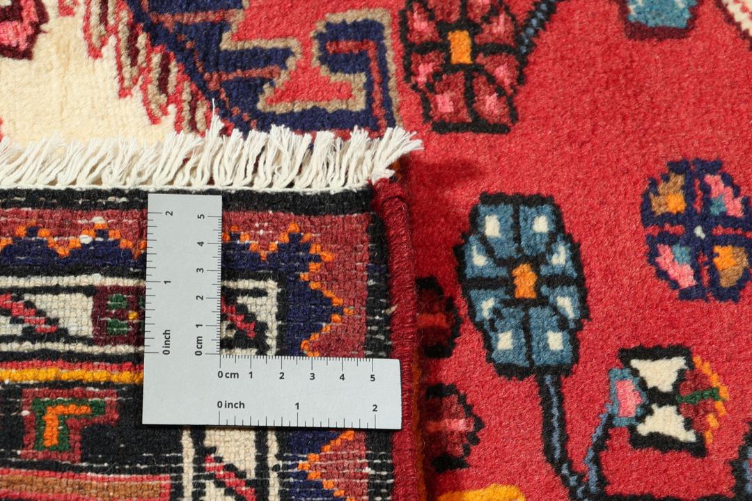 Handgeknüpfter Hamadan-Teppich aus dem Nahen Osten mit mehrfarbigen geometrischen Mustern