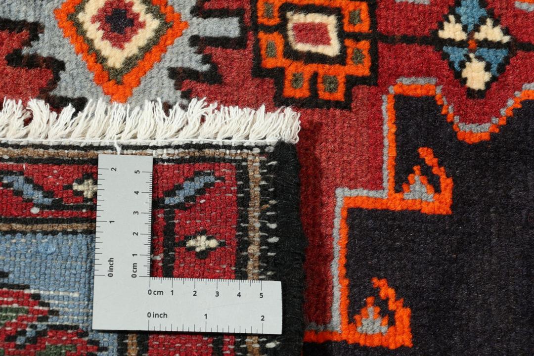Hand-knotted Middle Eastern Hamadan rug with geometric patterns in multicolor
