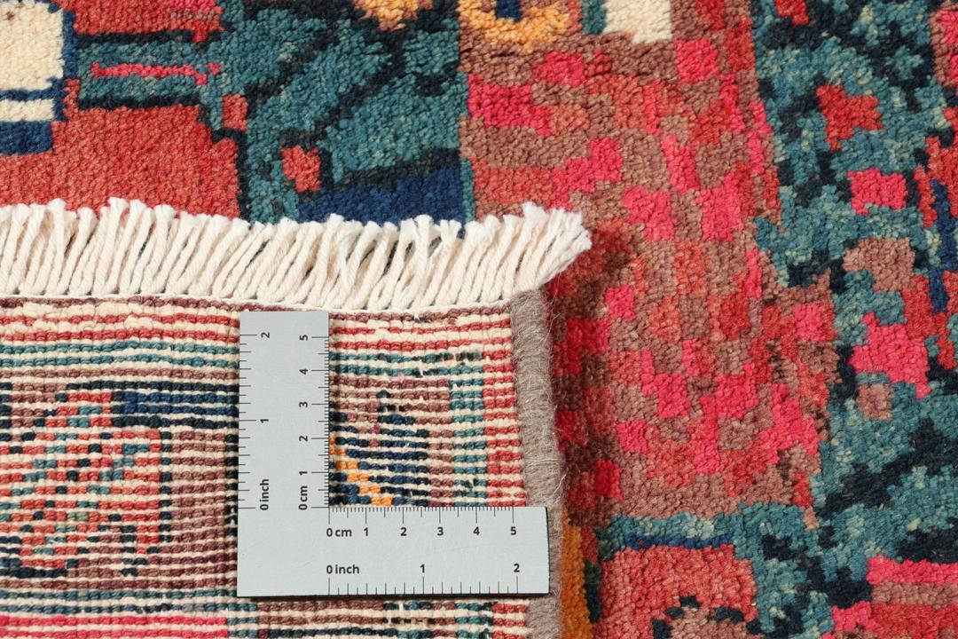 Handgeknoopt Afshar-tapijt uit het Midden-Oosten in rijke rode en blauwe tinten