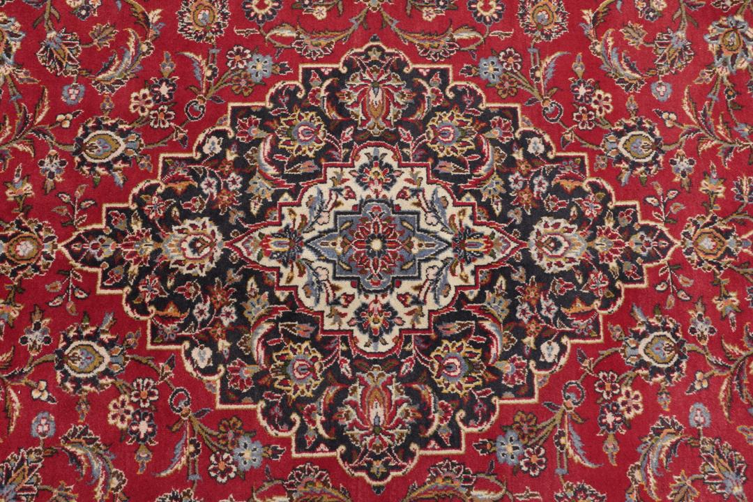 Hand-knotted Keshan rug from the Middle East in deep red tones