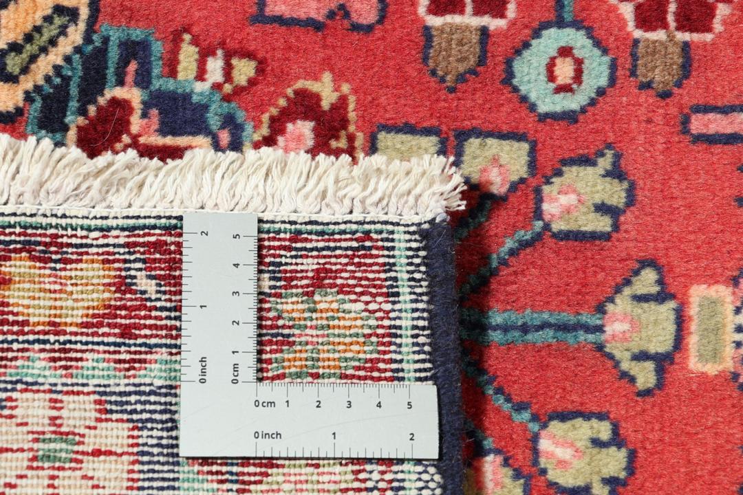 Hand-knotted red Hamadan runner with traditional floral motifs