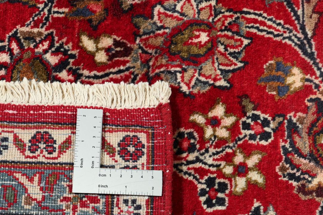 Håndknyttet Mashad-tæppe fra Mellemøsten i dyb rød