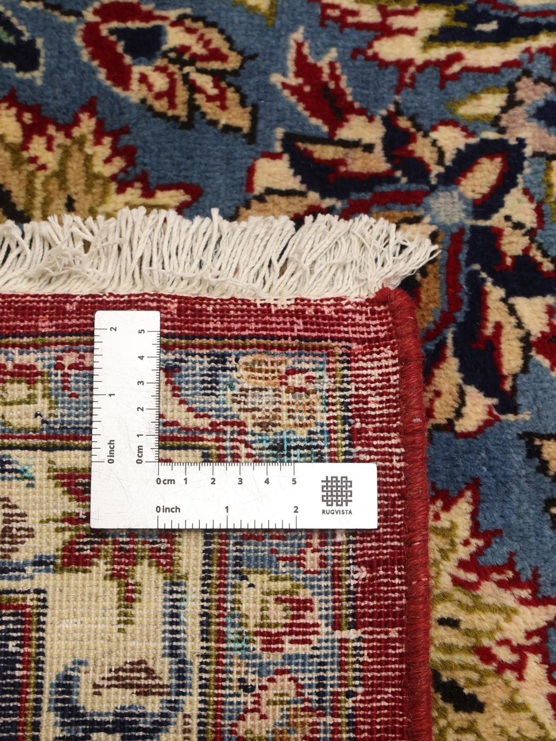 Handgeknoopt Najafabad-tapijt met rode en blauwe bloemenmedaillonpatronen